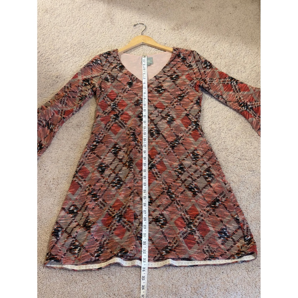 Maeve Anthropologie Diamond Argyle Bell Sleeve Knit Mini Dress S - Picture 8 of 8